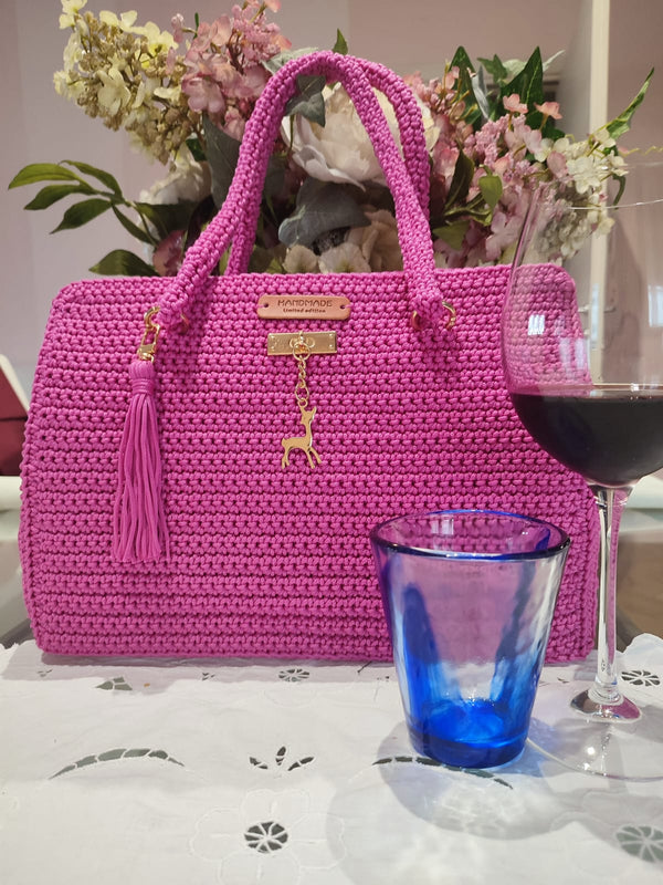 Borsa fatta a mano in cordino thai color fucsia