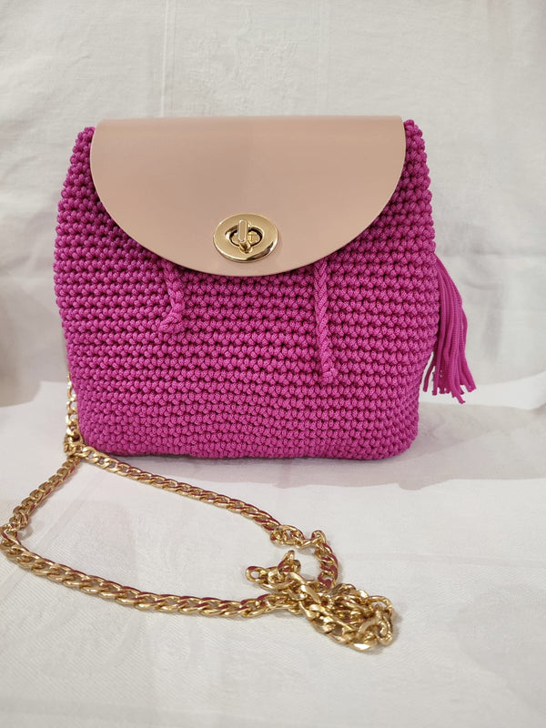 Borsa Monica fatta a mano in cordino thai color fucsia